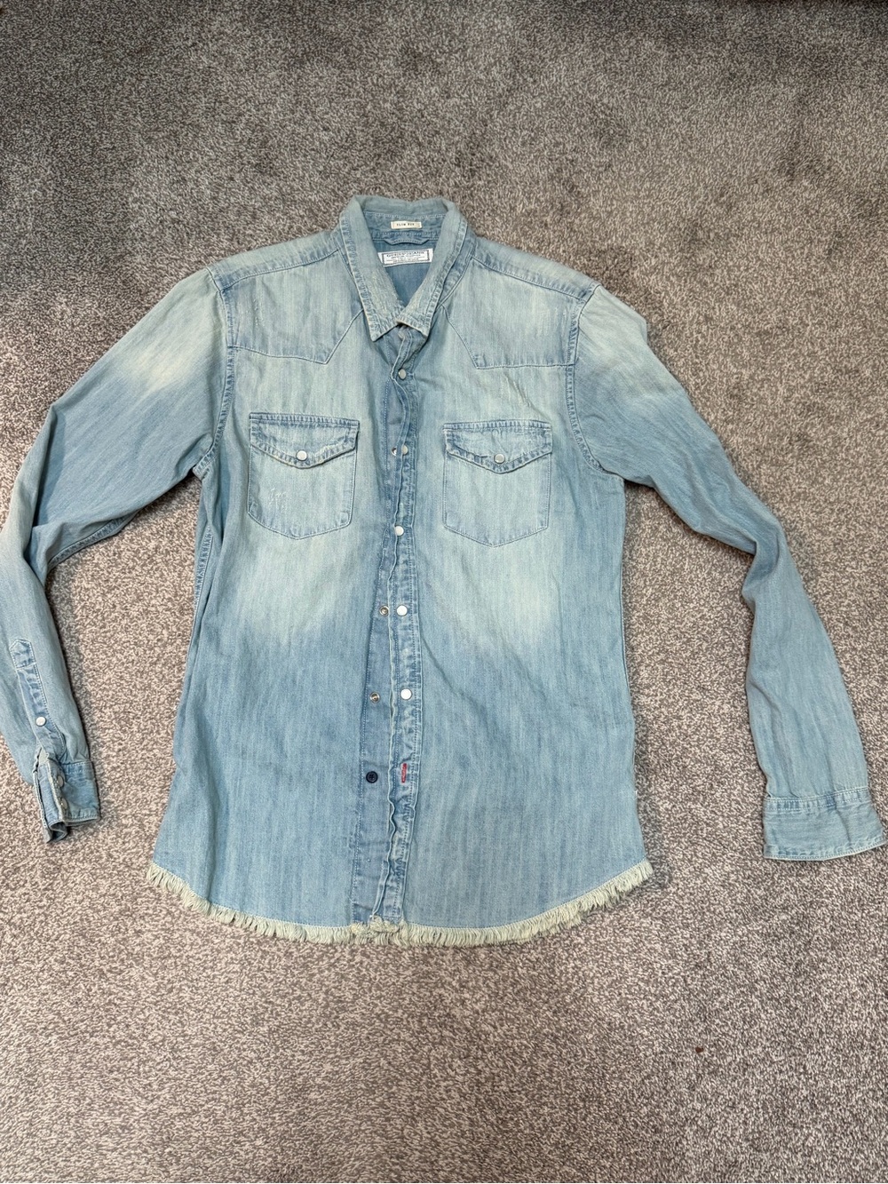 Guess Light Blue Denim Western Button-Down Shirt